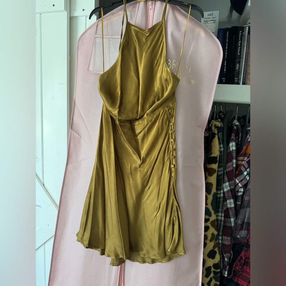 Rust/gold Dress Forum satin mini dress